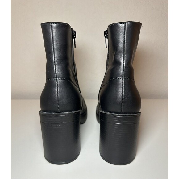 MIA McKenna Black Chunky Block Heel Platform Black Booties SIZE 7.5 Flaw *NIB* - Picture 4 of 8